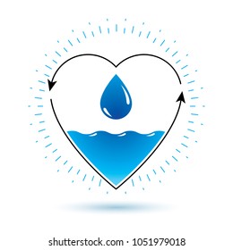 Pure water vector abstract logotype for use in mineral water advertising. Environment conservation concept. 