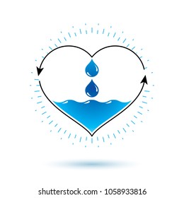 Pure water vector abstract logotype for use in mineral water advertising. Body cleansing concept.