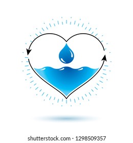 Pure water vector abstract logotype for use in mineral water advertising. Alternative medicine concept.