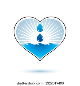 Pure water vector abstract logotype for use in mineral water advertising. Human and nature harmony concept. 