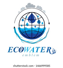 Pure water vector abstract logotype for use in mineral water advertising. Alternative medicine concept.