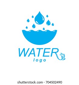 Pure water vector abstract logotype for use in mineral water advertising. Human and nature harmony concept. 