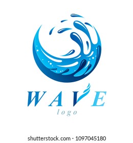 Pure water vector abstract sign for use as business emblem in spa and resort organizations. Body cleansing concept.
