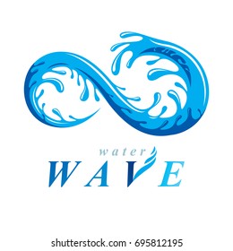 Pure water vector abstract sign for use as business emblem in spa and resort organizations. Living in harmony with nature concept. Infinity.