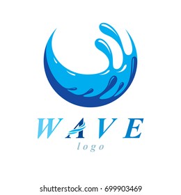 Pure water vector abstract sign for use as business emblem in spa and resort organizations. Environment conservation concept. 