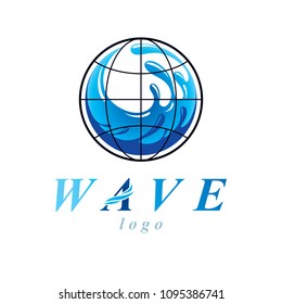 Pure water vector abstract symbol for use in mineral water advertising. Human and nature coexistence concept.