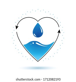 Símbolo abstracto del vector de agua pura para su uso en publicidad sobre agua mineral. Concepto de armonía humana y natural. 