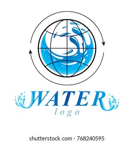 Pure water vector abstract symbol for use in mineral water advertising. Body cleansing concept.
