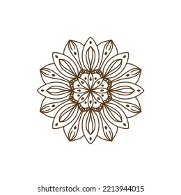 Pure white cap with beautiful golden flowers. Vector gold mandala isolated on a white background. Symbol of life and health.
