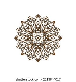 Pure white cap with beautiful golden flowers. Vector gold mandala isolated on a white background. Symbol of life and health.