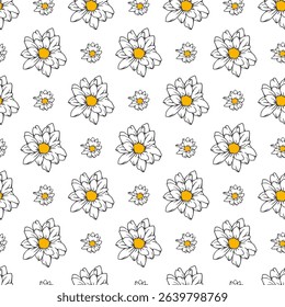 Pure White Elegance Daisy Blossoms Vector Pattern can be use for background and apparel design