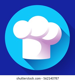 Pure white restaurant chef hat flat icon