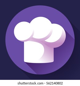 Pure white restaurant chef hat flat icon