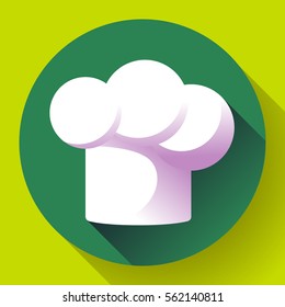 Pure white restaurant chef hat flat icon