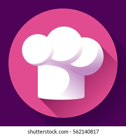 Pure white restaurant chef hat flat icon