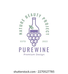 pure wine fresh drink pure ecological logo design graphic abstract 