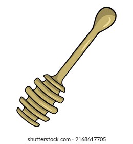 Pure wooden spoon for honey, vector illustration in cartoon style on a white background