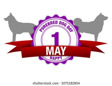 Purebred Dog Day, 1 May Calendar. Red vector
