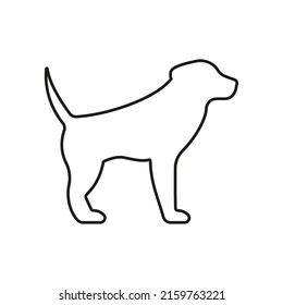 Purebred Doggy Retriever Stehflachsymbol. Hund Welpen Happy Black Line Symbol. Big Hund Logo. Labrador Animal Pet Cute Shape Outline Piktogramm. Einzelne Vektorgrafik.