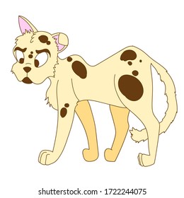 Purebred pet animal isolated on white background. Flat cartoon vector illustration. Cartoon cat. Character design.