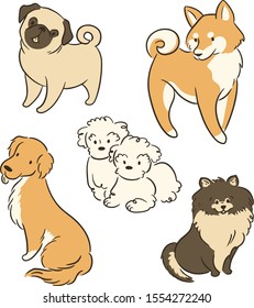 Purebreed Dogs Cartoon Animal Illustration