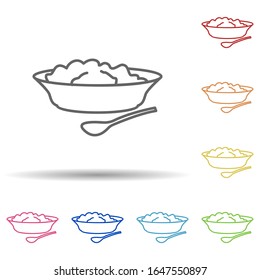 Puree plates in multi color style icon. Simple thin line, outline vector of food icons for ui and ux, website or mobile application
