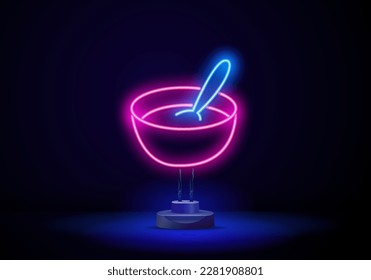 puree plates neon icon. Elements of Food set. Simple icon for websites, web design, mobile app, info graphics