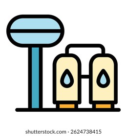 Ícone da estação de purificação. Contorno Estação de purificação ícone de vetor para web design isolado no fundo branco cor plana