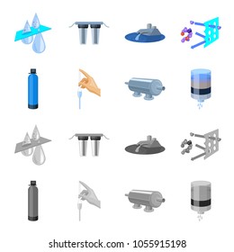Purification, water, filter, filtration .Water filtration system set collection icons in cartoon,monochrome style vector symbol stock illustration web.