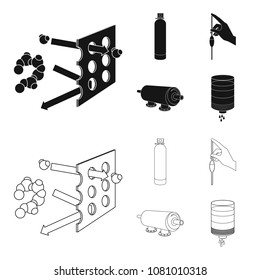 Purification, water, filter, filtration .Water filtration system set collection icons in black,outline style vector symbol stock illustration web.