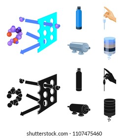Purification, water, filter, filtration .Water filtration system set collection icons in cartoon,black style vector symbol stock illustration web.