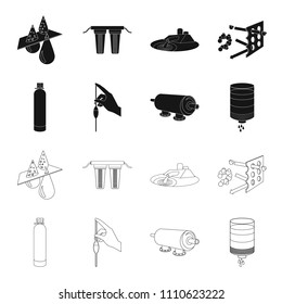 Purification, water, filter, filtration .Water filtration system set collection icons in black,outline style vector symbol stock illustration web.