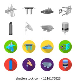 Purification, water, filter, filtration .Water filtration system set collection icons in monochrome,flat style vector symbol stock illustration web.