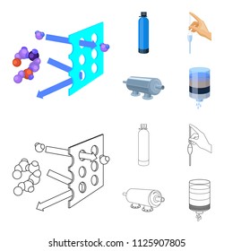 Purification, water, filter, filtration .Water filtration system set collection icons in cartoon,outline style vector symbol stock illustration web.