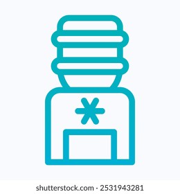Purified Water Cooler Icon, Water Dispenser Vector Icon, Isolated Lineal Gradient Icon.