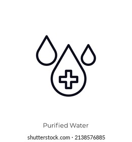 Purified Water icon. Outline style icon design isolated on white background