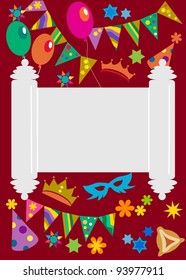 Purim background with Torah in the midle