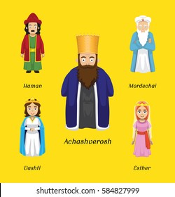 Purim Characters Cartoon Vector Illustration