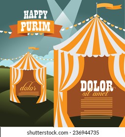 Purim Circus Tents Background Template EPS 10 Vector Stock Illustration