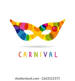 Purim colorful carnival mask. Chag Purim Sameach, traditional jewish holiday symbol. Mardi gras vector illustration