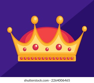 Purim costume luxury crown, Queen's symbol, royal symbol in cartoon style, vector decorative object for parties and festivals.