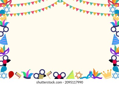 purim day background decoration with copy space. frame purim day. vector design illustration