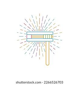 Purim gragger, musical instrument ratchet, noise maker, Jewish musical toy Ra'ashan for holiday. Purim Grogger in linear style.
