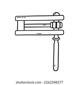 Purim grogger al estilo doodle. Vector tradicional de juguete ruidoso, rachet aislado en fondo blanco