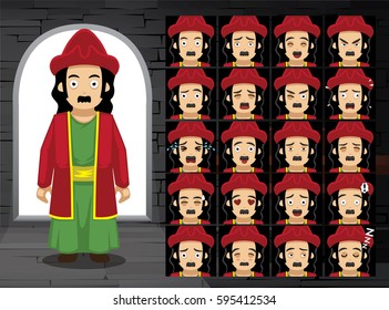 Purim Haman Cartoon Emotion Faces Vector Illustration