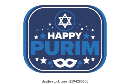 Purim. Happy Purim. Traditional Jewish religious holiday. Star of David, Carnival mask. Israel history. Сelebrated by a masquerade and festival. Poster art. Vector illustration