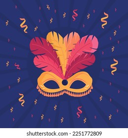 Purim holiday banner design with carnival mask and Purim party invitation and poster. Happy Purim
