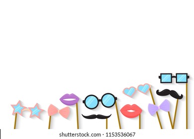 Purim holiday concept with cardboard carnival mask. vector template