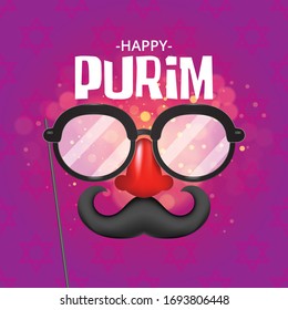 Purim, holiday Purim with masks and traditional props