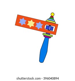 Purim holiday toy noisemaker called "graggier" or "grogger" isolated on white background, celebration Jewish holiday. Noise maker Vector purim ratchet, baby toys, rattle toy, purim rattle, purim toys